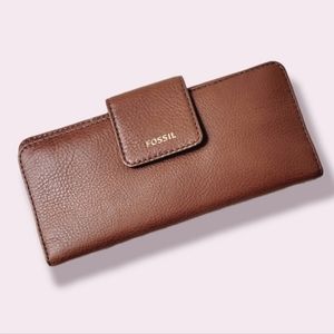 Fossil Leather Madison Medium Brown Bifold Clutch Wallet